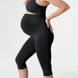 NWT Size S BLACK MATERNITY BELLY SUPPORT CROP LEGGINGS